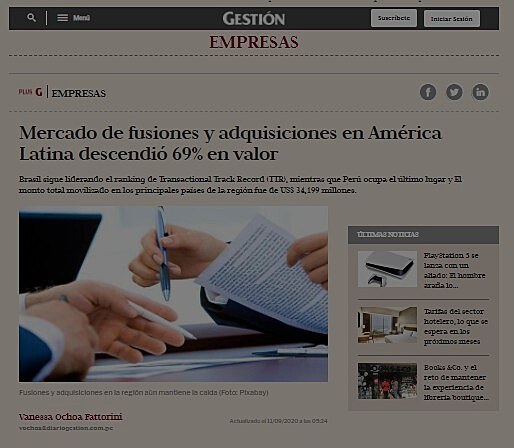 Mercado de fusiones y adquisiciones en Amrica Latina descendi 69% en valor